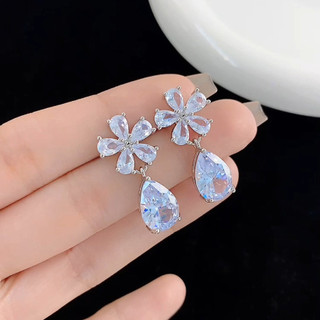 Hàn Quốc Giọt Nước Pha Lê Bông Tai Sang Trọng Niche Ánh Sáng Cao Cấp Thiết Kế Bông Tai