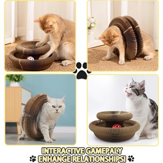 Đồ chơi cho mèo, Magic Organ Cat Scratching Board Toy, Tông Scratcher tương tác có chuông Ball, Đồ chơi cho mèo có thể gập lại bền bỉ Đồ chơi thú cưng