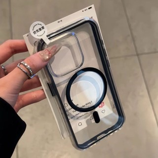 Ốp điện thoại hút từ tính khung màu nâng cao cho iPhone16 15 14 13 12 11 Pro Max bảo vệ camera chống sốc chống rơi mặt sau mềm