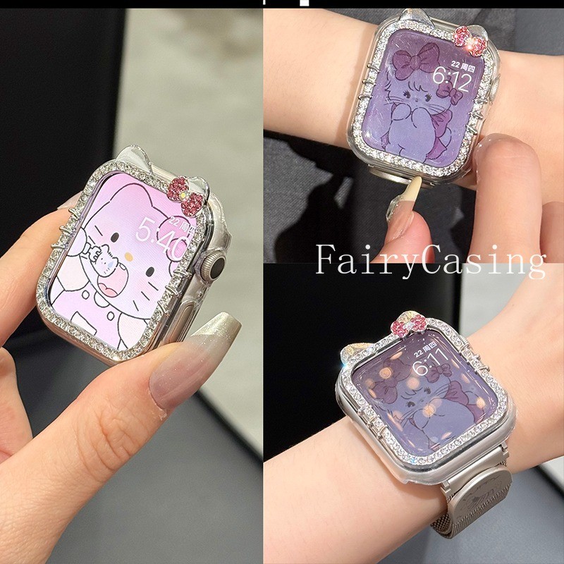 Ốp Tai Mèo Kim Cương Bling Cho Huawei Watch Fit 4 3 Rỗng PC Ốp Lưng Bảo Vệ Cho Huawei Watch Fit4 Bao Phụ Kiện