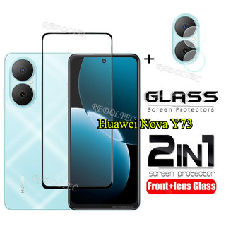 Huawei Nova Y73 Bảo Vệ Màn Hình 2 Trong 1 + Bảo Vệ Ống Kính Full Keo Huawei NovaY73 Nova Y 73 Kính Cường Lực Bảo Vệ Phim Với Camera Bảo Vệ Flim