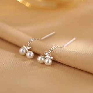 S925 Bạc Anh Đào Dây Tai Đơn Giản Trang Sức Thời Trang Nữ Quà Tặng