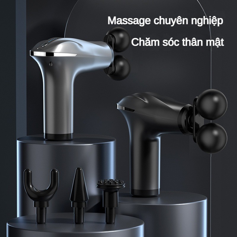 Súng Massage Hai Đầu Thư Giãn Cơ Điện Cổ Khẩu Trang Súng Thể Dục mini Rung Thông Minh Súng Sốc Fascia Súng