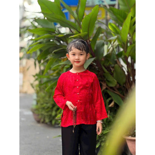 thời trang đồ bộ trẻ em, bà ba gấm quần đen cho bé