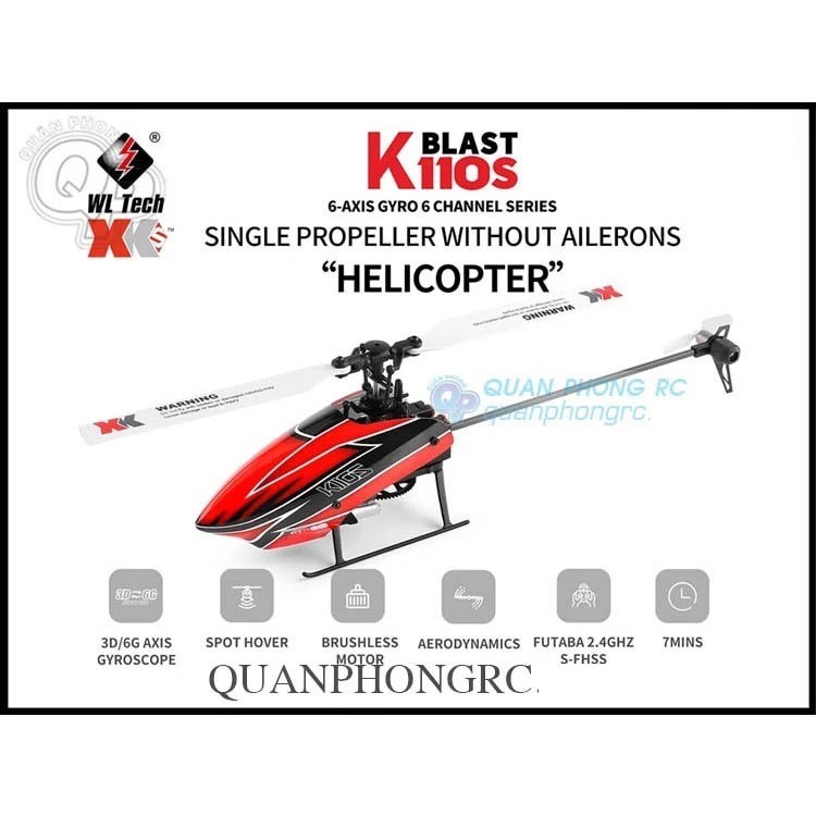 Wltoys XK K110S 6CH Brushless RC Helicopter – Ready-to-Fly Single Paddle 3D Aircraft With 2.4GHz Remote