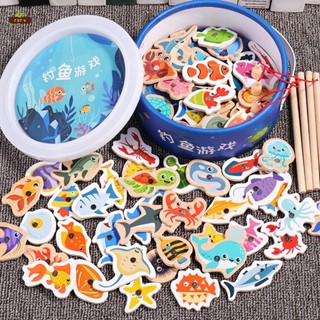 Đồ chơi trò chơi câu cá từ tính bằng gỗ Phát triển kỹ năng vận động tinh Đồ chơi khai sáng mầm non cho trẻ 1 2 3 tuổi Tập đi Bé gái Bé trai