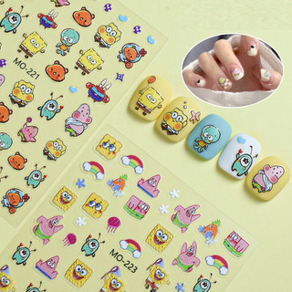Miếng dán móng nghệ thuật SpongeBob, hình gấu, thỏ, Patrick, ngôi sao dễ thương, decal dập nổi, trang trí móng tay, dụng cụ làm móng cho tiệm nail