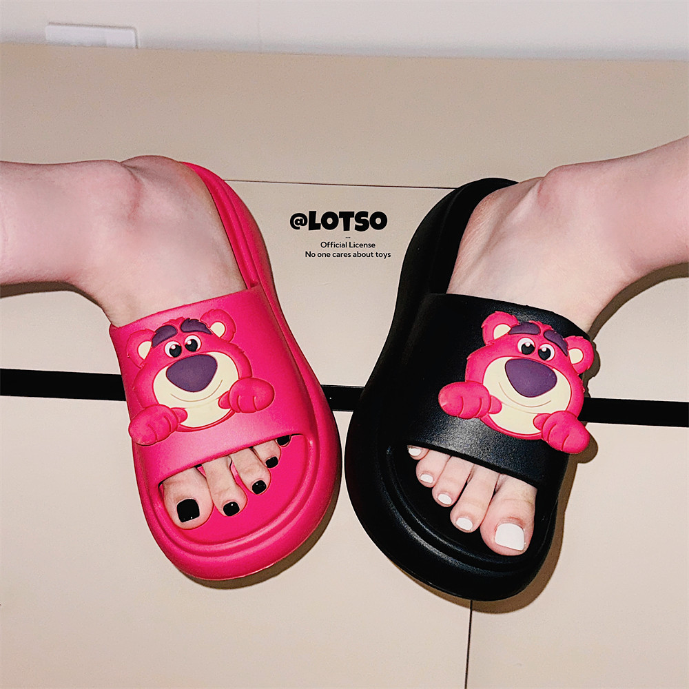 XIXITIAO Giày Sandal Gấu Dâu Dễ Thương Dép Mùa Hè Đế Dày Tăng Chiều Cao Dép Nữ Thông Thường