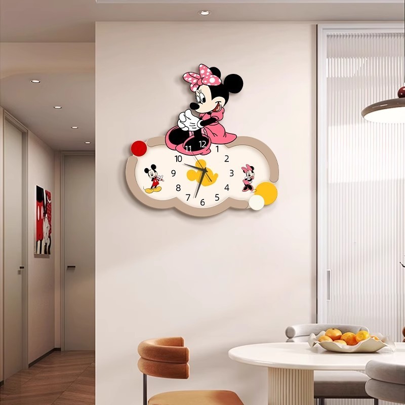 Hoạt Hình Hoạt Hình Mickey Đồng Hồ Treo Tường Phòng Khách Tivi Nền Đồng Hồ Treo Tường Tắt Tiếng Không Đục Lỗ Đồng Hồ Treo Tường Nhà Hàng Đồng Hồ Treo Tường 6.2 GDSZ