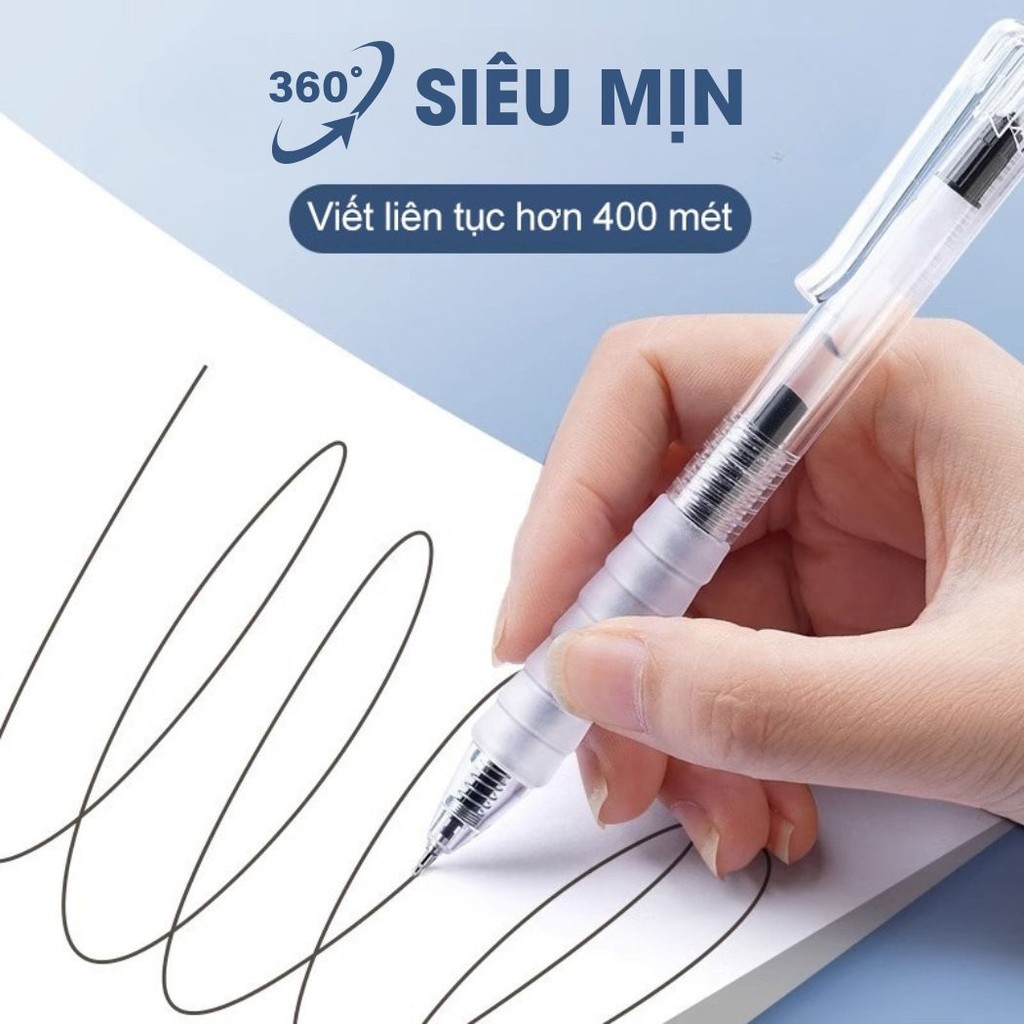 Bút Bấm Gel ST 0.5mm Đa Năng - Bút Mực Nước Viết Trơn, Nét Đều, Viết Êm Tay Phù Hợp CHo Học Sinh, SInh Viên