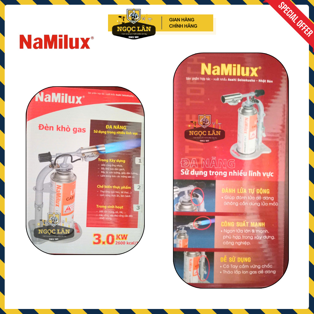 [Chính hãng Namilux] Khò gas , đèn khò có đế NAMILUX NA-191SP chất lượng cao hàng công ty