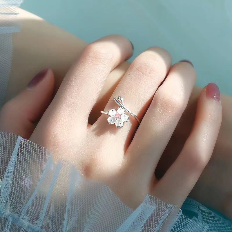 Nhẫn hoa hồng zircon phong cách rừng cho phụ nữ, thanh lịch và độc đáo, thiết kế cao cấp đa năng, nhẫn mở thời trang và cá nhân hóa