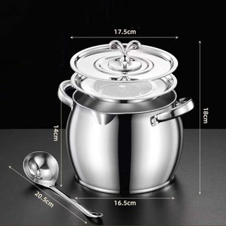 Nồi Lọc Dầu RISEDOT, Bình Lọc Inox Dung Tích Lớn, Dụng Cụ Lọc Mỡ Lard 1.5 / 3.5L Bình Dầu Nhà Bếp