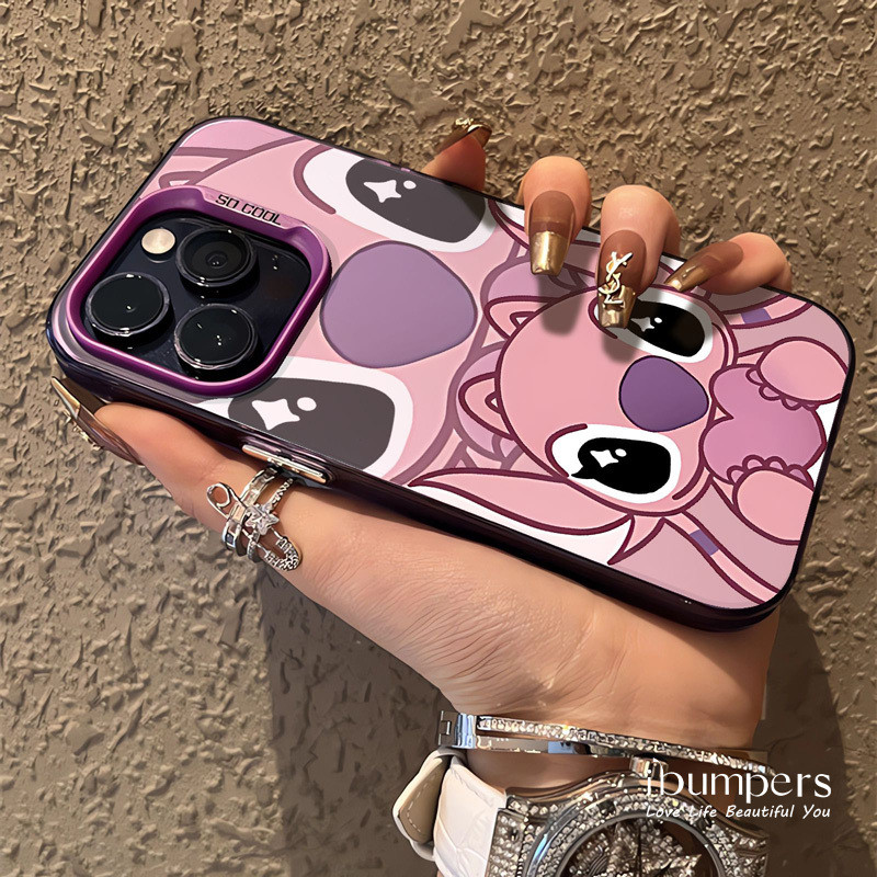 ibumpers Ốp Điện Thoại iPhone Cặp Đôi Dễ Thương Stitch Họa Tiết Thiên Thần Cho IPhone 16 15 14 12 13 11 Pro Max IP 7 8 Plus X XS XR Ốp Lưng IMD Cứng Và Nhẵn