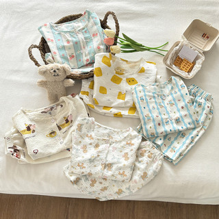 (6m-12Yrs) Bộ quần áo sơ mi ngắn tay Cotton cho bé Unisex mùa hè cho trẻ em mặc mềm mại thoáng khí