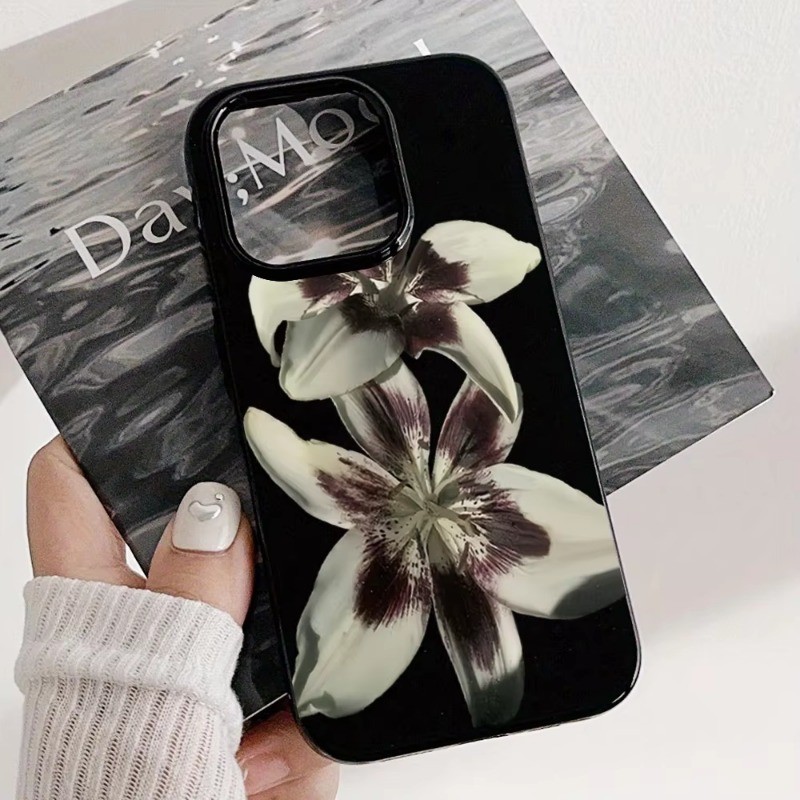 Ốp Lưng Cho iPhone 11 16 15 Pro Max 16e 14 11 12 13 15 Pro XR XS Max X 7 8 Plus SE2022 Retro Họa Tiết Hoa Lily Mềm TPU Chống Sốc