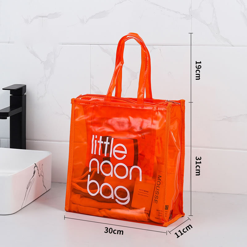Túi xách nhựa GC2, Tote PVC trong suốt chống thấm nước, Neon, Túi mua sắm CG2