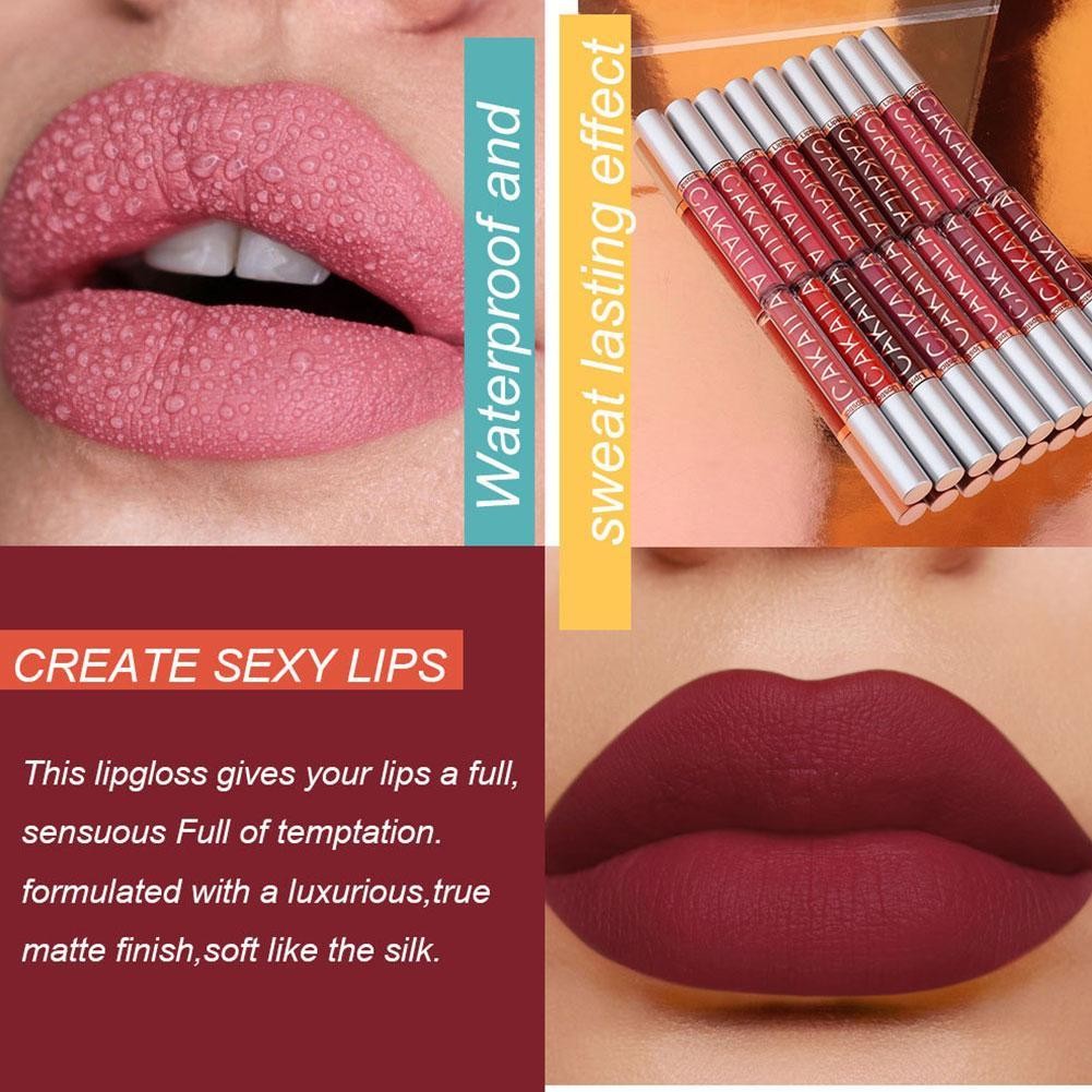Matte Velvet Liquid Lip Gloss Tinh Tế Mịn Chống Thấm Nước Lâu Dài Môi Trang Điểm Khỏa Thân Chống Dính M3a1