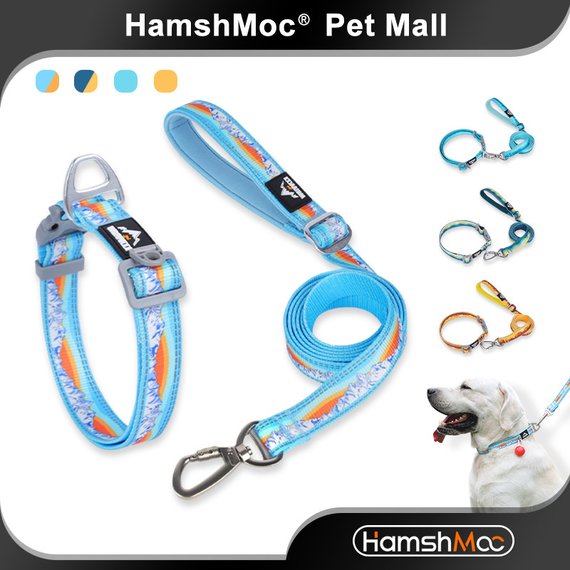 HamshMoc Bộ dây xích cổ chó Chủ đề phản quang Chống thoát hiểm 360° Khóa xoay có thể điều chỉnh cho mọi giống