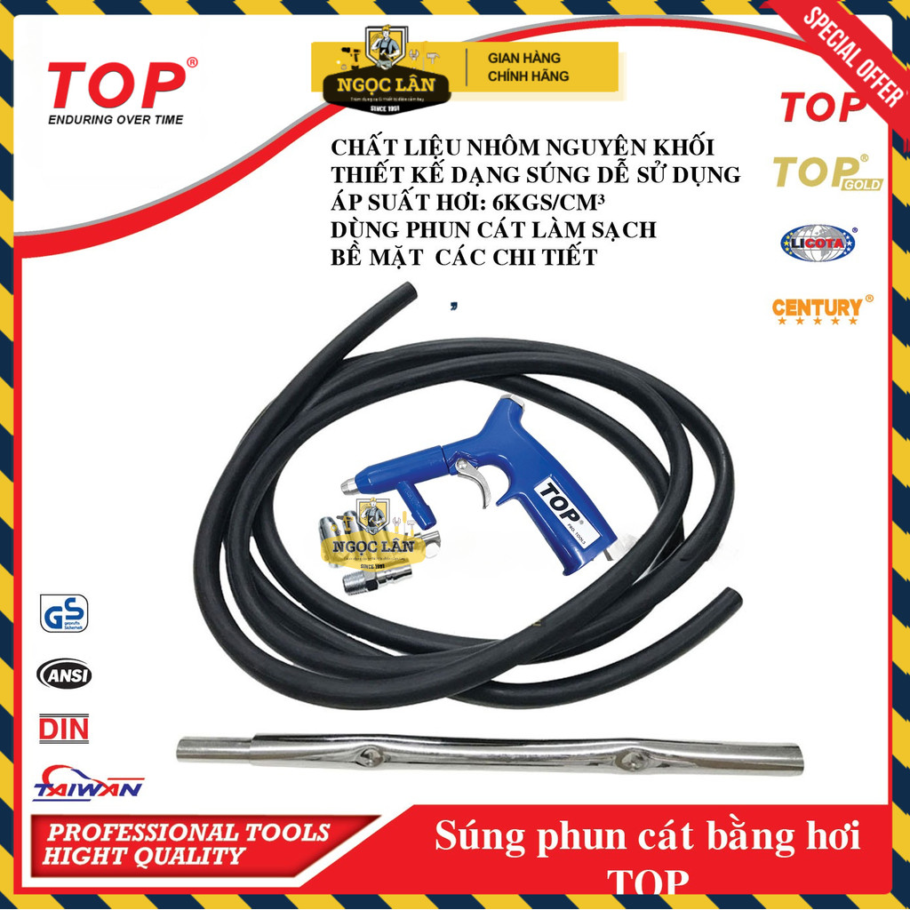 [Chính hãng TOP]  Dụng cụ phun cát dùng hơi khí nén TOP PAP-D038 hàng Đài Loan cao cấp
