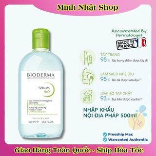 Nước Tẩy Trang Bioderma Cho Da Dầu Mụn Và Da Nhạy Cảm, Sạch Sâu Lành Tính 500ML CỦA PHÁP