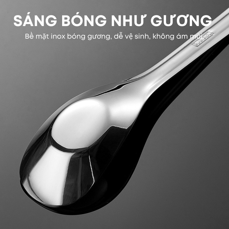 Muỗng Thìa Inox 304 & 316 Sâu Lòng Cán Dài Cao Cấp - Dày 1.5MM Cứng Cáp, Sáng Bóng - Dùng Ăn Cơm, Cháo, Phở | 292