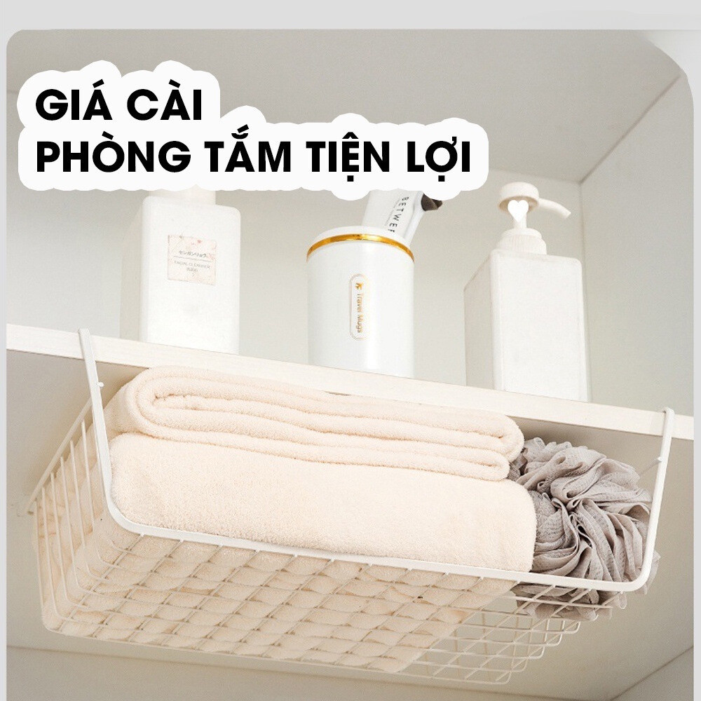 Khay Lưới Sắt Để Đồ Dưới Tủ Bếp, Kệ Đựng Đồ Nhà Bếp Treo Gắn Tủ Bếp Đa Năng Kích Thước 33x23cm
