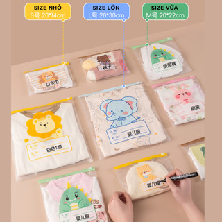 Set 20 Túi Zip Đựng Đồ Cho Bé Tiện Lợi, Túi Đựng Quần Áo, Đồ Dùng Cho Bé Dễ Thương Nhiều Kích Thước