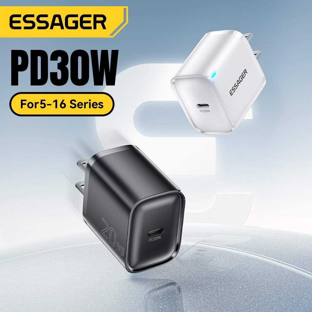 Essager PD 20W / 30W USB-C Bộ sạc nhanh Bộ chuyển đổi phích cắm tường 3A Loại C cho IP11-15