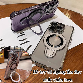 Ốp lưng iPhone có giá đỡ từ tính hỗ trợ túi khí bốn góc chống sốc cho iPhone 11 12 13 14 15 16 17 Pro Max
