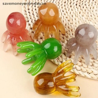 [savemoneyeveryday] Máy mát xa lược bạch tuộc bằng nhựa Máy cạo kinh tuyến Bàn chải massage da đầu Châm cứu SPA Gua Sha Dụng cụ massage sức khỏe [vn]