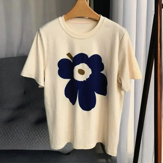 Áo Thun Cotton Cao Cấp Mùa Hè Hoa In Hình Unisex Tay Ngắn 610