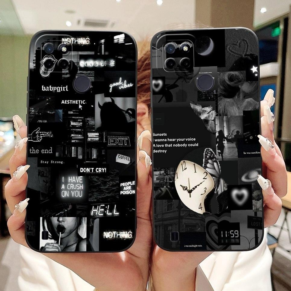 Vỏ Thời Trang Mới Cho Realme C21y C25y C25 C25s Ốp lưng Ốp Lưng Nữ Tính Hoa Bướm Hoạt Hình Vỏ Mềm