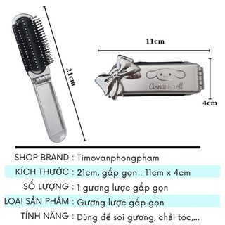 Gương Lược Cầm Tay Chải Tóc 2 Trong 1 Gấp Gọn Tiện Dụng Hoạ Hình Cinnamoroll Timo GL20