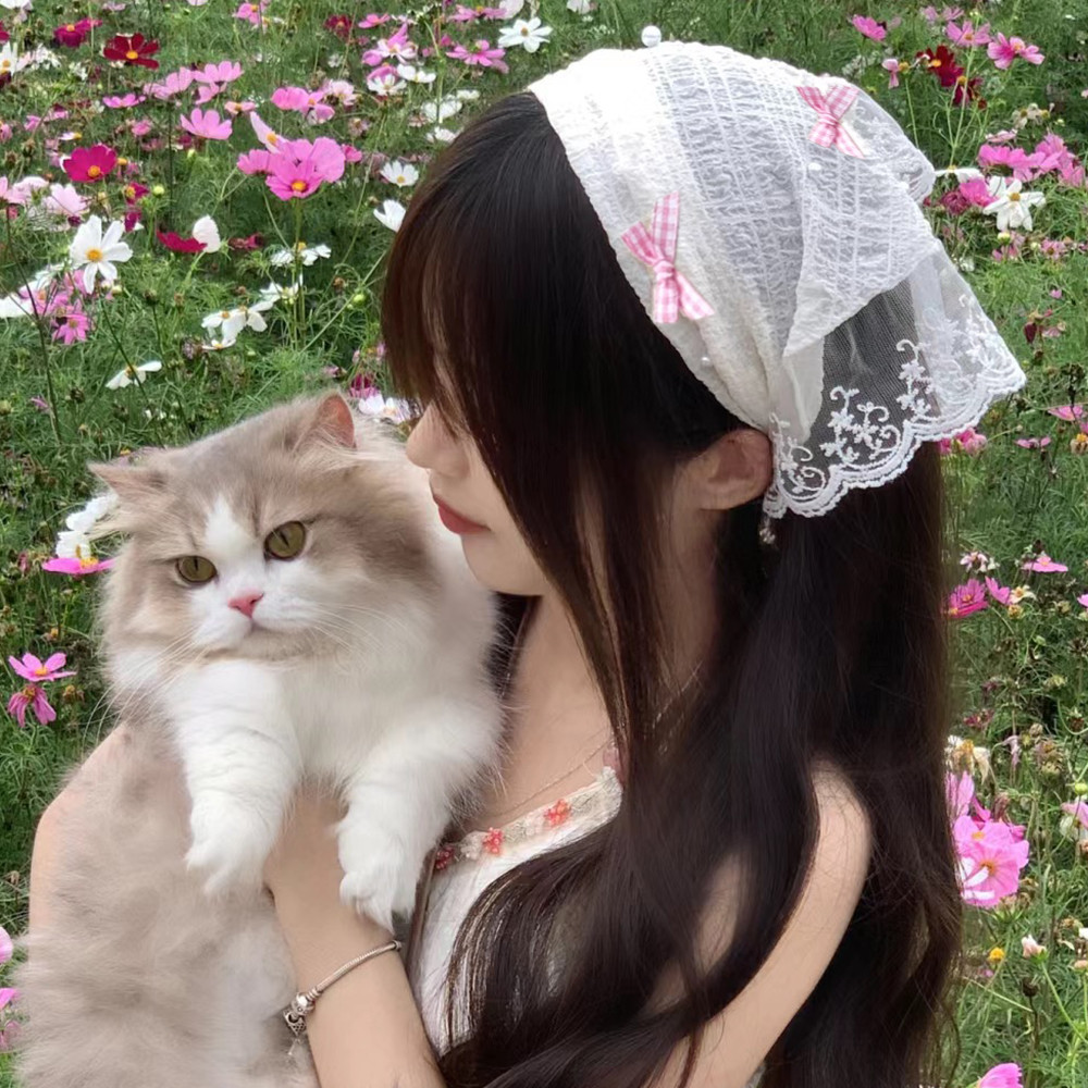 Dây buộc tóc hình tam giác ren ngọt ngào phong cách Pháp - Hoàn hảo cho mũ nón du lịch mùa hè