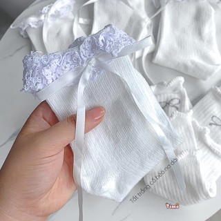 Tất Ren Nơ Trắng Dài Cổ Cao Phong Cách Lolita Tiểu Thư Coquette Timo T84
