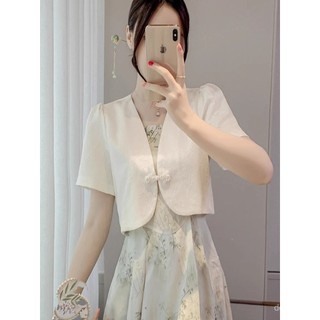 Phụ Nữ Mùa Hè Tay Ngắn Chống Nắng Áo Sơ Mi Mỏng Phong Cách Trung Hoa Jacquard Top Cho Khăn Choàng Ngoài