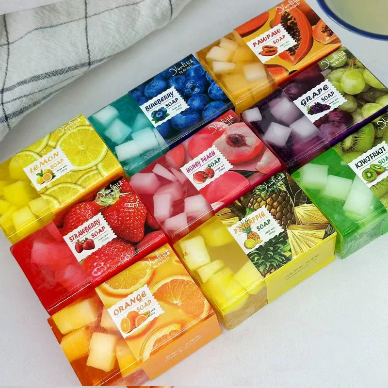 ✨Yuejiali Nhiều Màu Sắc Trong Suốt Pudding Trái Cây Xà Phòng Xà Phòng Tay Xà Phòng Nho Tắm Lưu Niệm 25.5.26