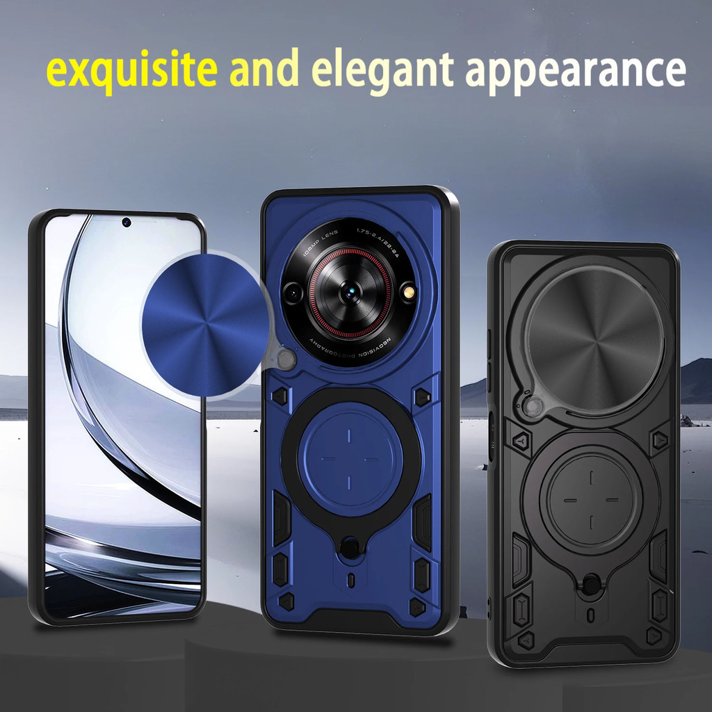 Trượt Camera Funda Cho ZTE Nubia Focus Blade A75 5G Ốp Lưng Vòng Từ Tính Đứng Bảo Vệ Dành Cho ZTE Blade V60 Smart Capa