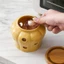 MARGREDY Lọ đựng gia vị, Hộp đựng thực phẩm bằng gốm Hộp đựng đồ nhà bếp, Hộp đựng gừng tỏi thông gió Hình bí ngô Nến chụp đèn nhà bếp