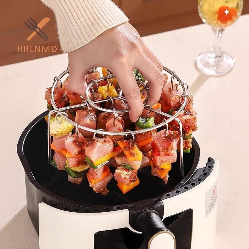 RRLNMD Thép Không Gỉ Dọc Giá Nướng Nồi Chiên Không Khí Nướng Giá Đỡ Nướng Xiên Nướng Thịt Dụng Cụ Lò Nướng Bếp Nồi Chiên Không Khí Phụ Kiện MỚI