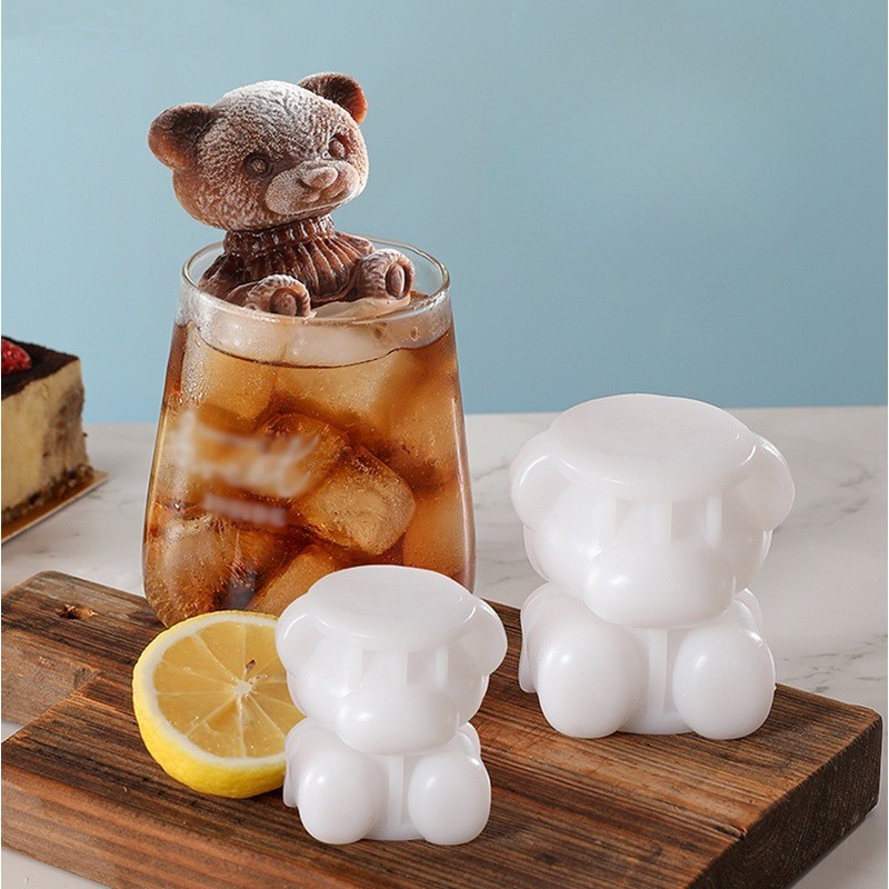 3D Gấu Bông Dễ Thương DIY Drink Juice Ice Cream Mold - Khuôn Làm Đá Silicon Thực Tế Gia Đình Có Thể Tái Sử Dụng