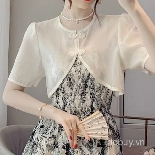 Áo bolero nữ mùa hè tay ngắn trắng, áo choàng chiffon cho cô dâu, áo choàng buổi tối dự tiệc chính thức