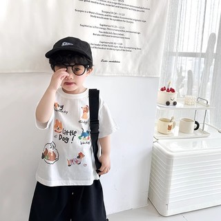 Áo thun cotton ngắn tay mùa hè cho bé trai và bé gái, áo cơ bản in hình động vật hoạt hình cho trẻ em, áo thường ngày cho bé