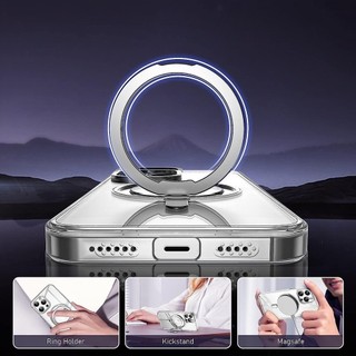 Ốp lưng cao cấp chống sốc chống vân tay tích hợp giá đỡ xoay 360° hỗ trợ sạc từ tính dùng cho iPhone 16 15 14 13 Pro Max