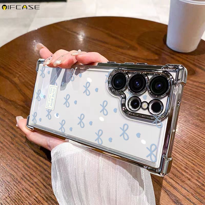 Dành cho iQOO 15 Neo 11 10 Pro Plus Z10 Turbo Pro iQOO15 iQOOeo11 Vỏ Điện Thoại Phong Cách Hàn Quốc Màu Xanh Nơ Nơ Nơ Dây Buộc Nhãn Dễ Thương Chống Sốc Trong Suốt Vỏ Mềm