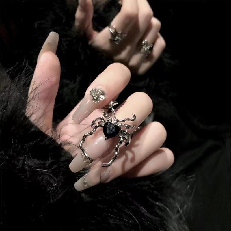 Nhẫn nhện thời trang cá tính Gothic tối màu cho phụ nữ, xu hướng Ins Dongdaemun, nhẫn mở cao cấp đa năng sang trọng nhẹ nhàng cho người nổi tiếng trên internet