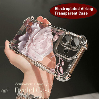 Ins Hàn Quốc Cool Sober Flower Vỏ Mạ Sang Trọng Cho IPhone 16 11 12 13 14 15 16E Pro Xs Max X Xr 7 8 Plus SE Vỏ Điện Thoại TPU Mềm Chống Rơi Ốp Lưng Chống Sốc