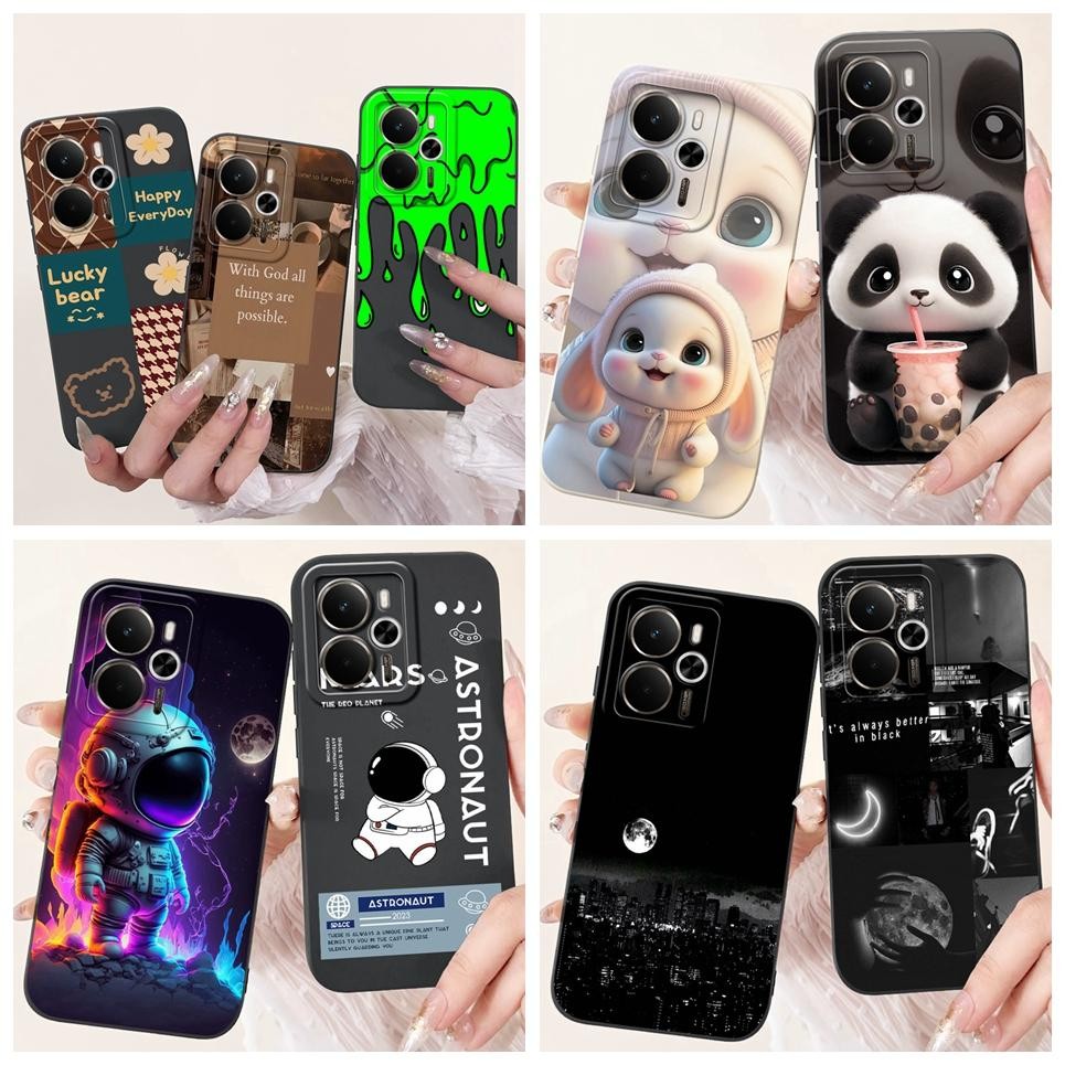 Ốp Điện Thoại Silicon Lỏng Thẩm Mỹ Đen Phong Cảnh Ban Đêm Ốp Lưng Cho Realme 14T 14 5G / Realme 14x Ấn Độ Vỏ Mềm Thời Trang Ốp Lưng