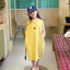 SY6 Cô Gái Váy Dài Đơn Giản Hợp Thời Trang Trẻ Em Hàn Quốc Hoạt Hình Dán Thêu Vá Thiết Kế Đầm YS6